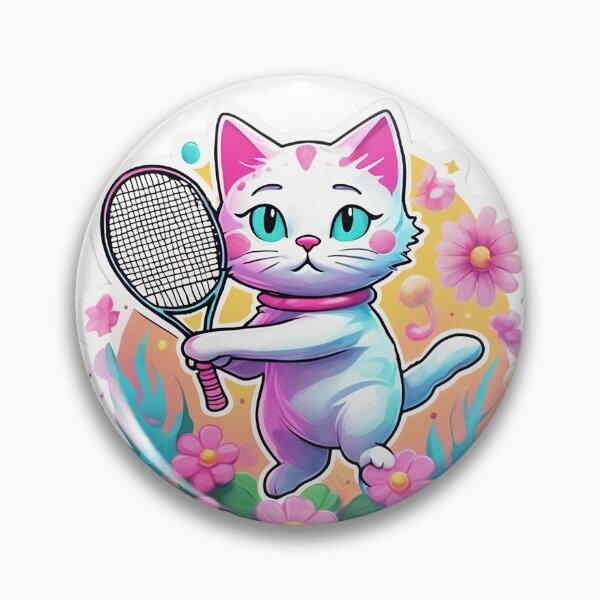 Artikelvorschau, Zauberhafte Tennis Katze: Detaillierte Fantasy-Blumen kitty in Anime-Stil entworfen und verkauft von AkraidaxDesign.