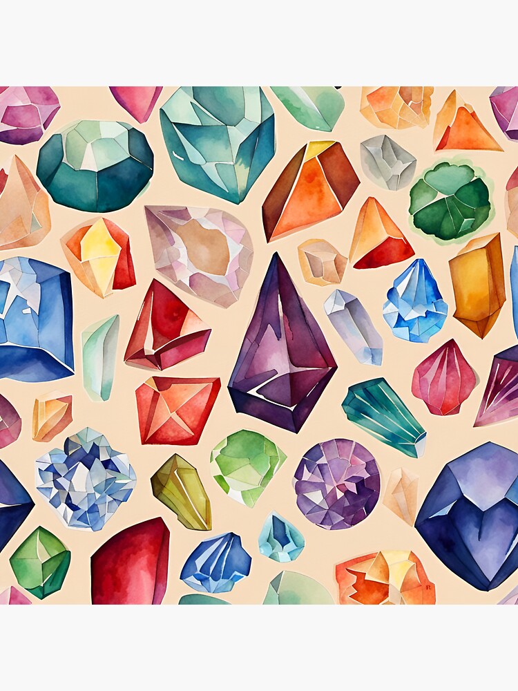 Watercolor Crystal Gemstone Stickers