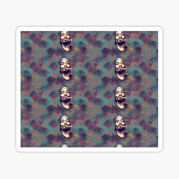 Snoop Dogg's Smoky Art: Vibrant Watercolor Vibes in Purple & Green Sticker