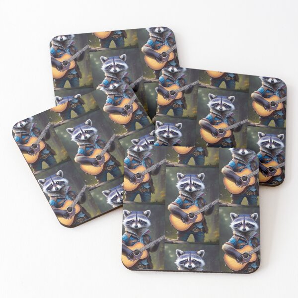 Item preview, a cool raccoon playing guitar designed and sold by Pelzi100.