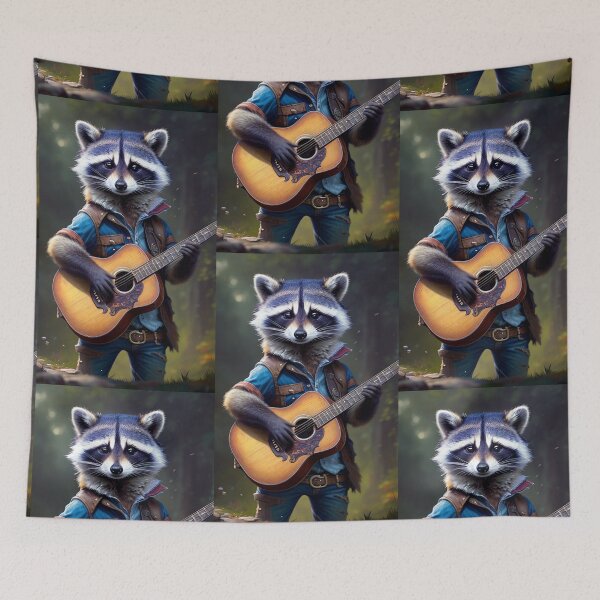 Item preview, a cool raccoon playing guitar designed and sold by Pelzi100.