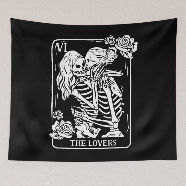 Item preview, The Lovers Tarot Card Funny Lesbian Kissing Skeletons Occult Goth Gothic Costume a LGBTQ Valentines designed and sold by ARTsPlural.