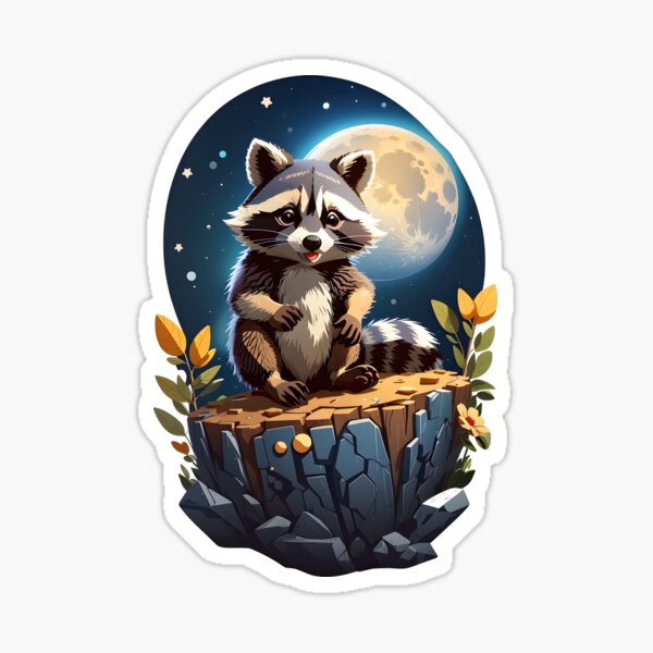 Cute raccoon illustration  Sticker for Sale by Yarafantasyart
