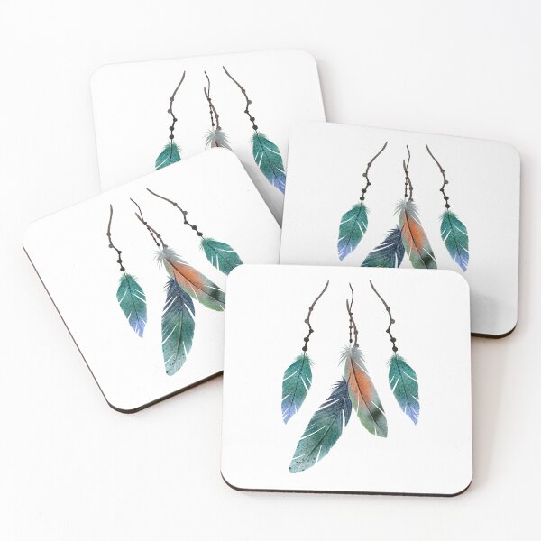 Item preview, Hanging colorful plumes, Ethnic style, Watercolors designed and sold by Katarzyna Dembek.