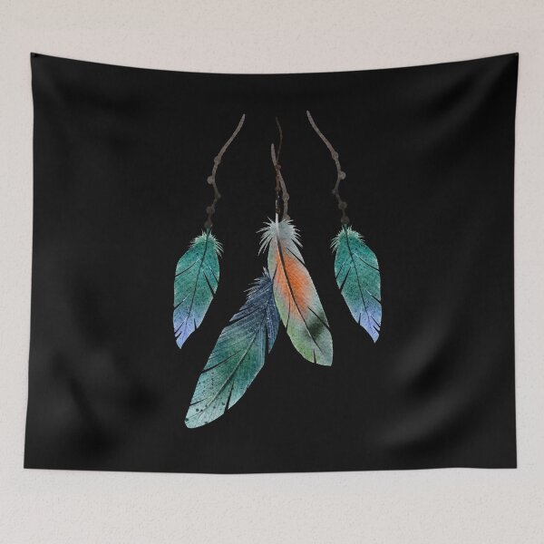 Item preview, Hanging colorful plumes, Ethnic style, Watercolors designed and sold by Katarzyna Dembek.