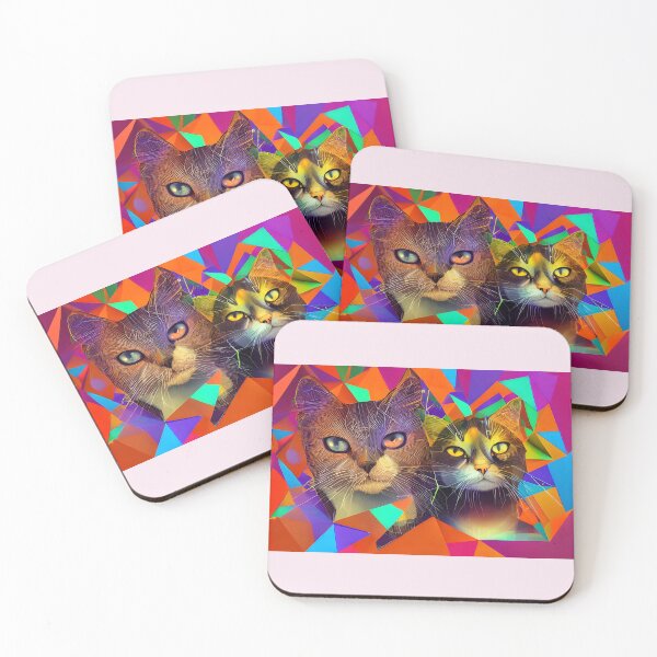 Item preview, Geometric Cats "Mitsy" and "Bitsy" designed and sold by Artekinium.