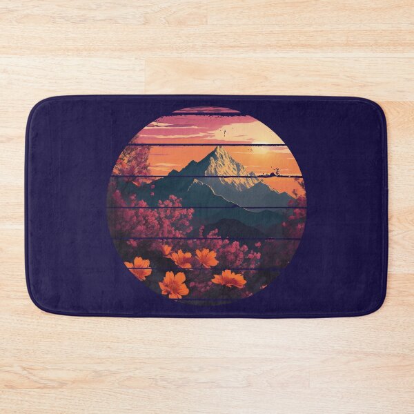 Item preview, Mountain landscape, flowers, grunge circle designed and sold by craftytraci.