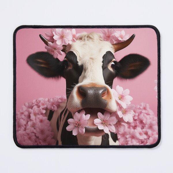 Artikelvorschau, Cow with flowers on a pink background entworfen und verkauft von Andrey Tarakanov.
