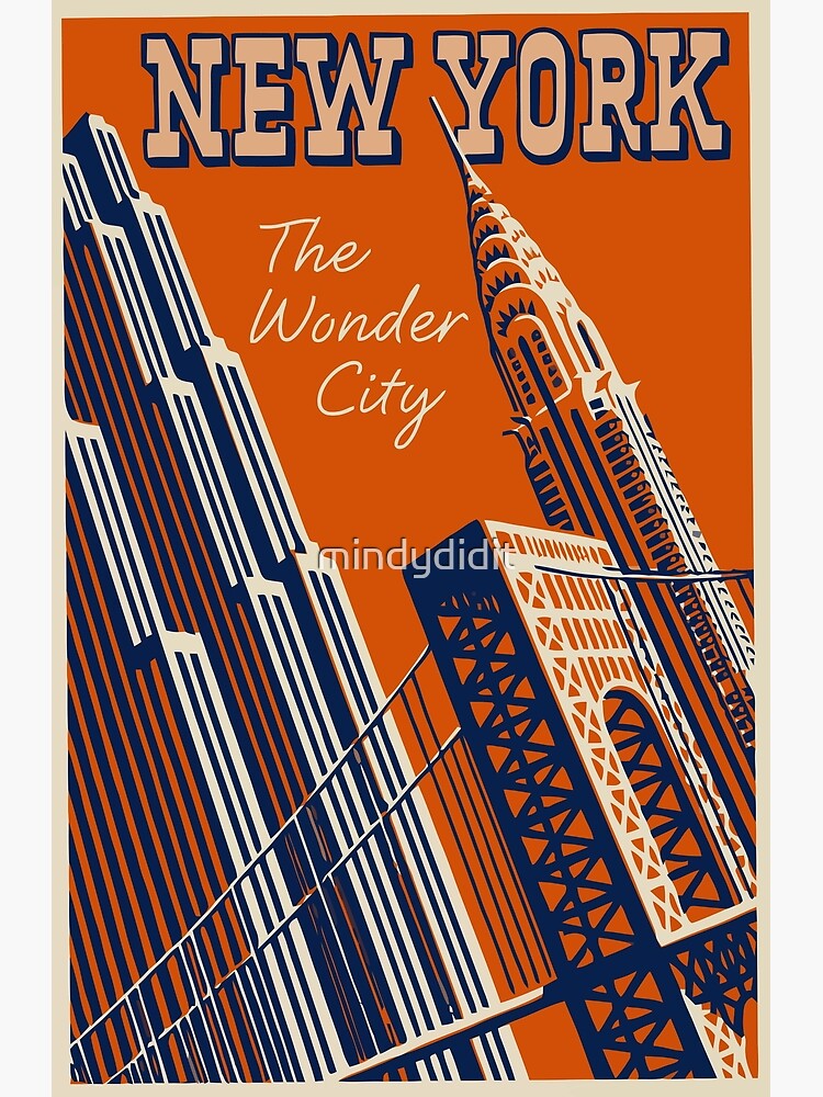 New York City Vintage Skyline Travel Poster Poster