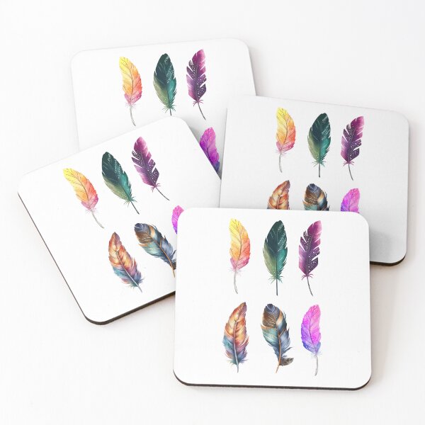 Item preview, Multicolor ethnic plumes, Bohemian style, Watercolors designed and sold by Katarzyna Dembek.