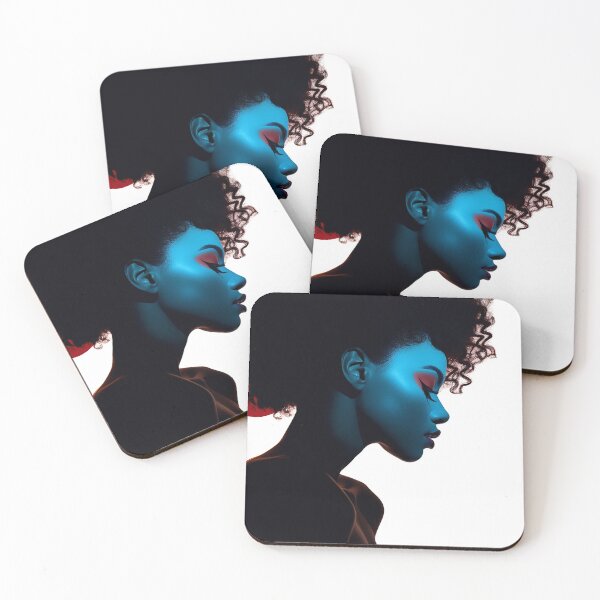 Item preview, Blue highlights black woman silhouette designed and sold by CraftCartelArt.