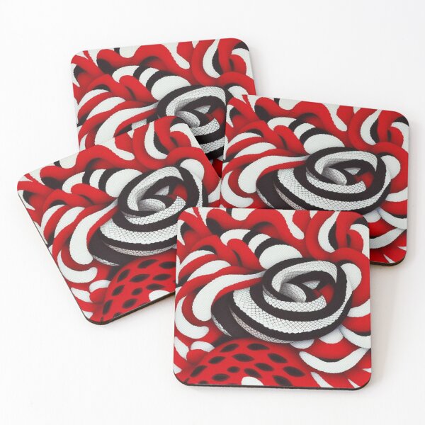 Item preview, Red white black snake pattern  designed and sold by Roxburylane.