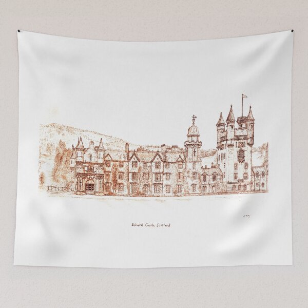 Item preview, Balmoral Castle, Scotland Drawing, Red Summer - An Historic Royal Residence designed and sold by studioSharonKay.