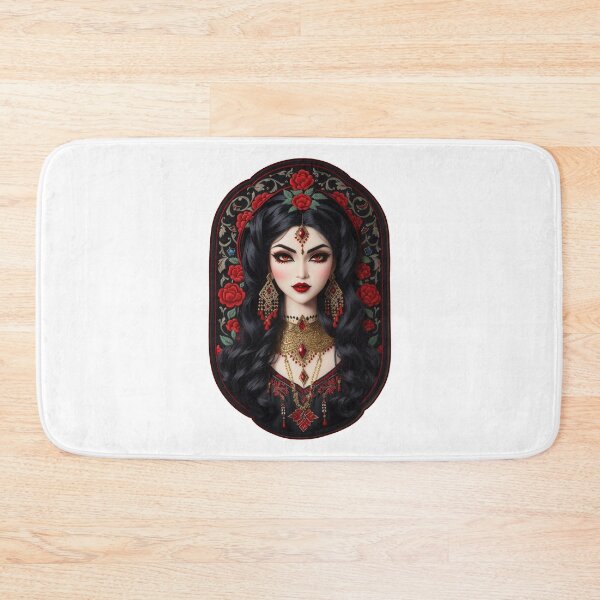 Item preview, Copy of Traditional Digital Embroidery Of Vampire Barbie Doll in Black and Red Asian, Arabic and Victorian Gothic Dress  designed and sold by Kai Multiverse.