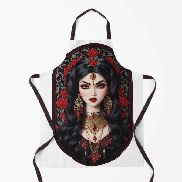 Item preview, Copy of Traditional Digital Embroidery Of Vampire Barbie Doll in Black and Red Asian, Arabic and Victorian Gothic Dress  designed and sold by Kai Multiverse.