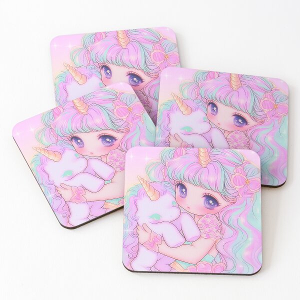 Item preview, Soft Pink Chibi Anime Girl and Unicorn designed and sold by bubblegoth.