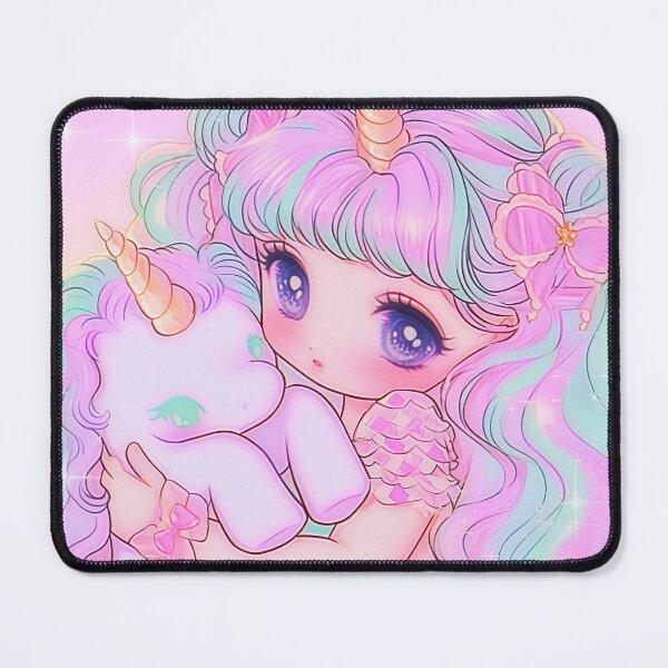 Item preview, Soft Pink Chibi Anime Girl and Unicorn designed and sold by bubblegoth.