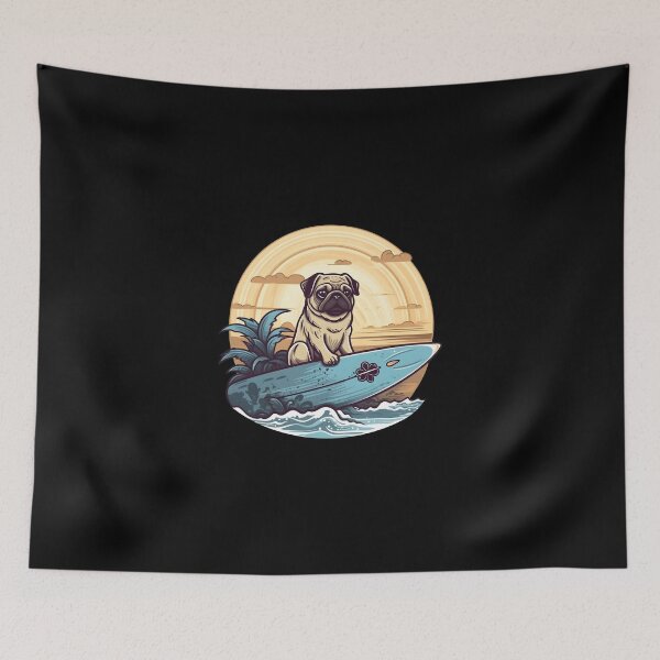 Item preview, Cute Pug Surfing Lover Theme Design, Pug Surfer Art Pet Dog designed and sold by MysteriousJ.