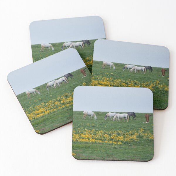 Item preview, Five Horses Grazing Amid Wildflowers designed and sold by Vivar Photo.
