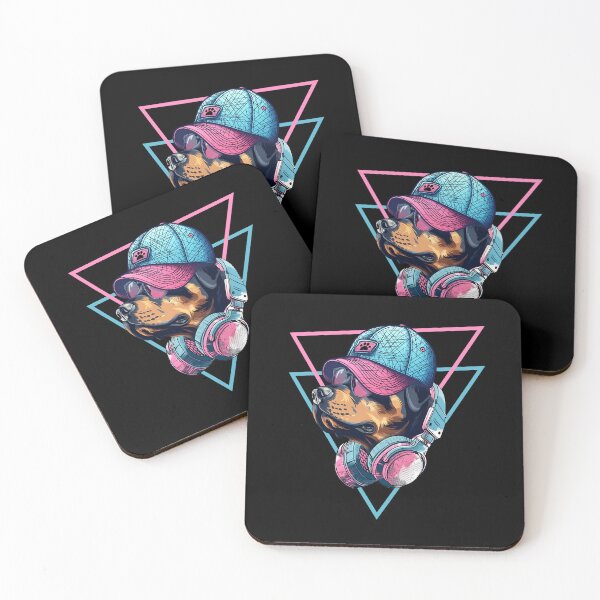 Item preview, Cool Rottweiler with Headset and Cap Blue Pink Punk Dj Music Lover Design designed and sold by MysteriousJ.