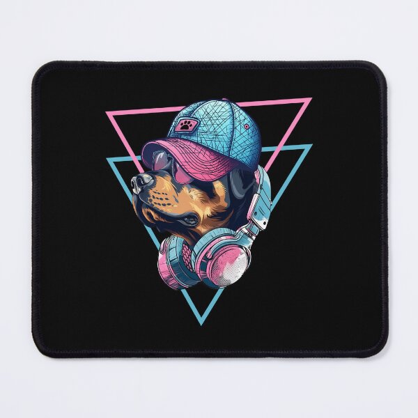 Item preview, Cool Rottweiler with Headset and Cap Blue Pink Punk Dj Music Lover Design designed and sold by MysteriousJ.