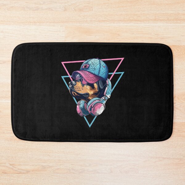 Item preview, Cool Rottweiler with Headset and Cap Blue Pink Punk Dj Music Lover Design designed and sold by MysteriousJ.