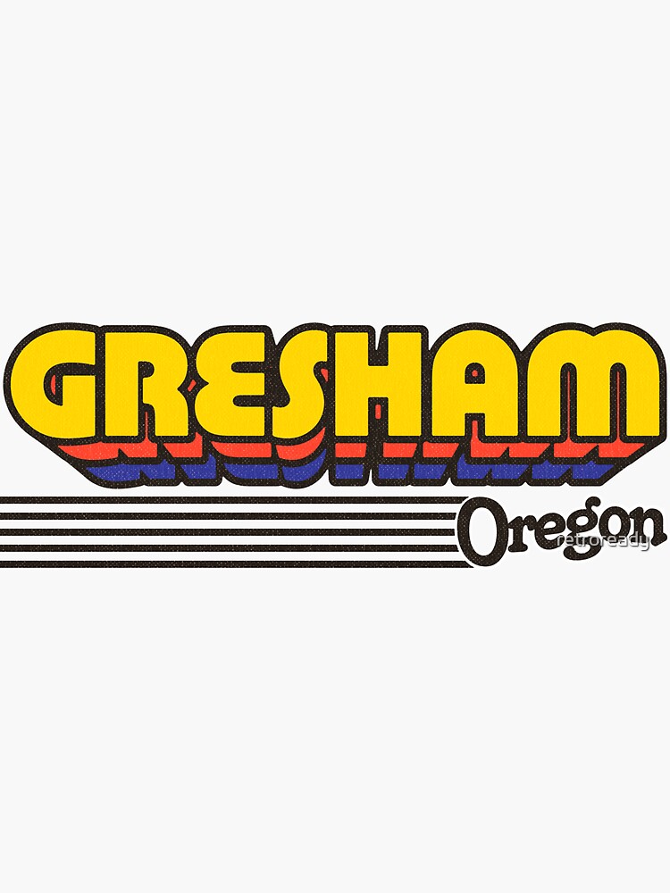 "Gresham, Oregon Retro Stripes" Sticker by retroready Redbubble