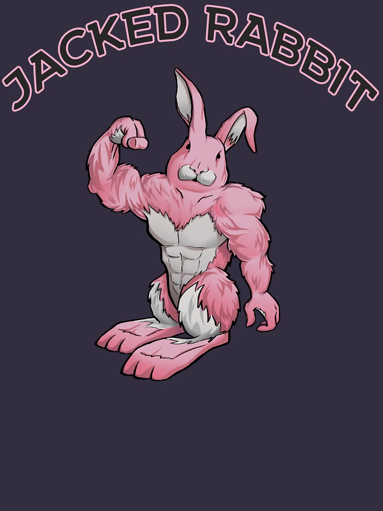 Jacked Rabbit Workout Shirt (Pink) by goldenyakstudio