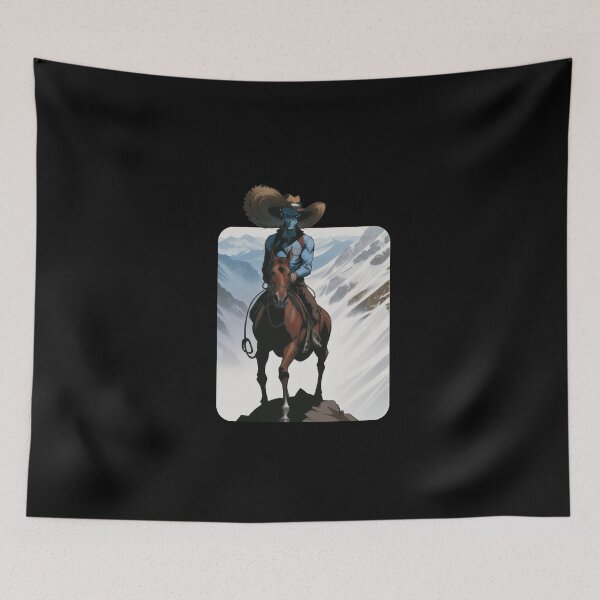Item preview, Galactic Horseback Adventure Blue Alien Cowboy designed and sold by Ridaelb.