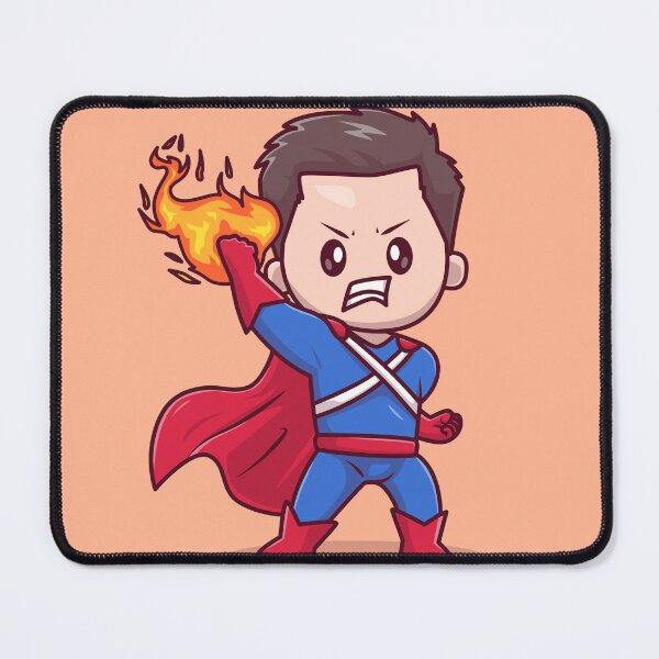 Item preview, Flaming Hero: Cute Superhero Man with Fire Cartoon Vector designed and sold by hjian8219.