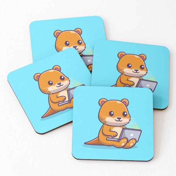 Item preview, Tech-Savvy Otter: Cute Otter Working on Laptop Cartoon Icon designed and sold by hjian8219.