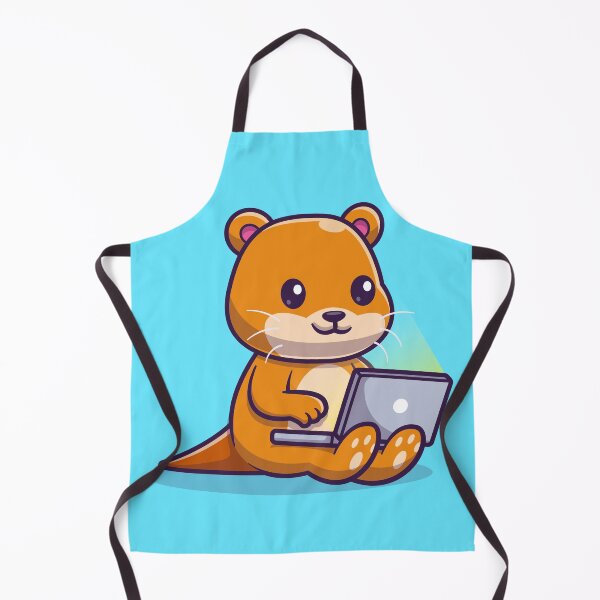 Item preview, Tech-Savvy Otter: Cute Otter Working on Laptop Cartoon Icon designed and sold by hjian8219.