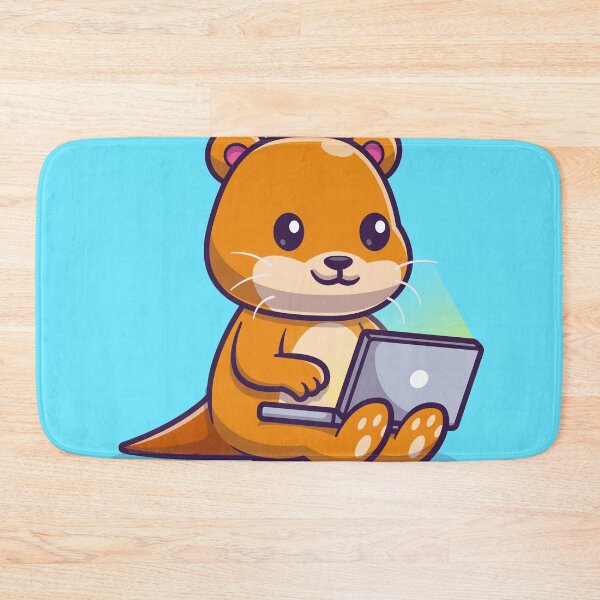 Item preview, Tech-Savvy Otter: Cute Otter Working on Laptop Cartoon Icon designed and sold by hjian8219.