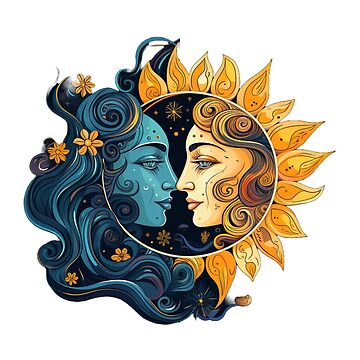 Celestial combination image of sun and moon Sticker for Sale by liana  campbell
