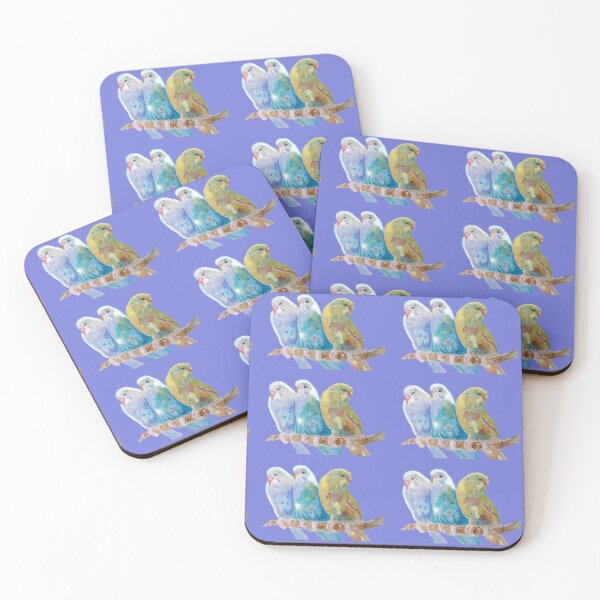 Item preview, Three Budgies Siiting on a Branch Purple designed and sold by Sarah  Rajkotwala.