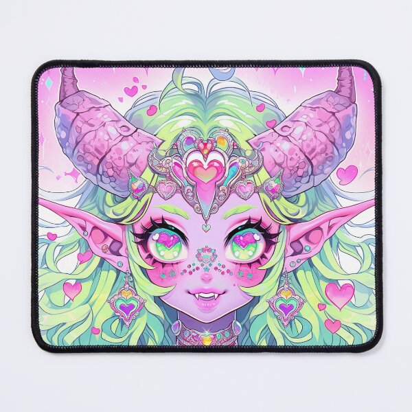 Item preview, Pink and Green Demon Anime Girl designed and sold by bubblegoth.