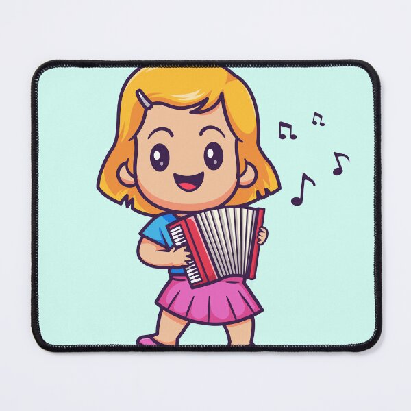 Item preview, Accordion Melodies: Cute Girl Playing Accordion Cartoon Icon designed and sold by hjian8219.