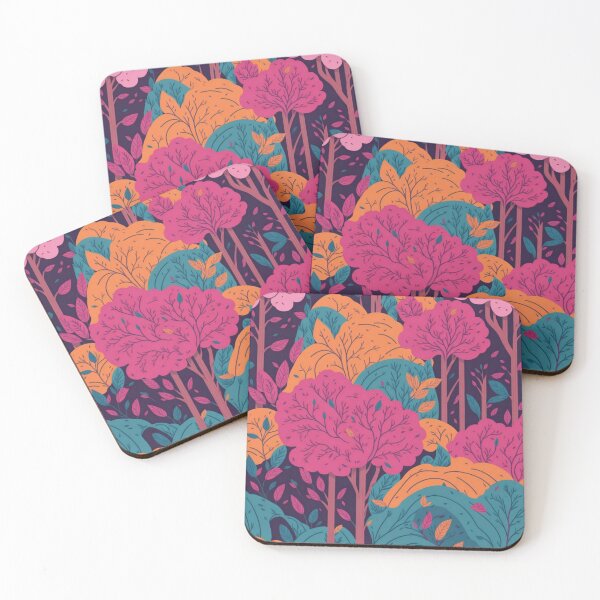 Item preview, Pink Rainbow Forest Trees Pattern designed and sold by druidwolfart.
