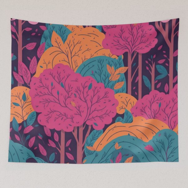 Item preview, Pink Rainbow Forest Trees Pattern designed and sold by druidwolfart.