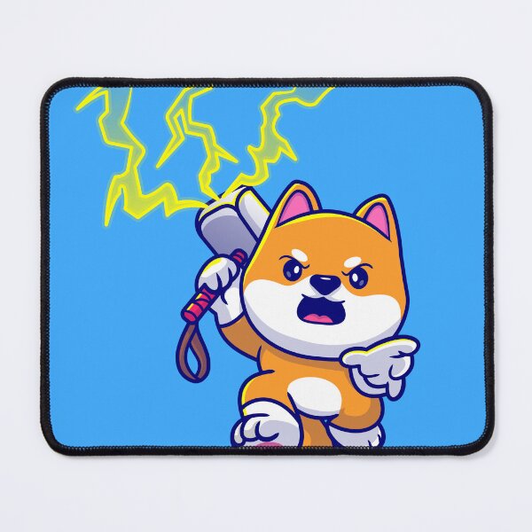 Item preview, Shiba Inu Lightning Strikes: Cute Dog with Hammer & Lightning Cartoon Icon designed and sold by hjian8219.