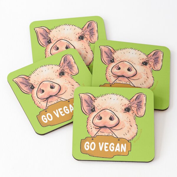 Item preview, Go vegan - cute pig designed and sold by Frank J. Art.
