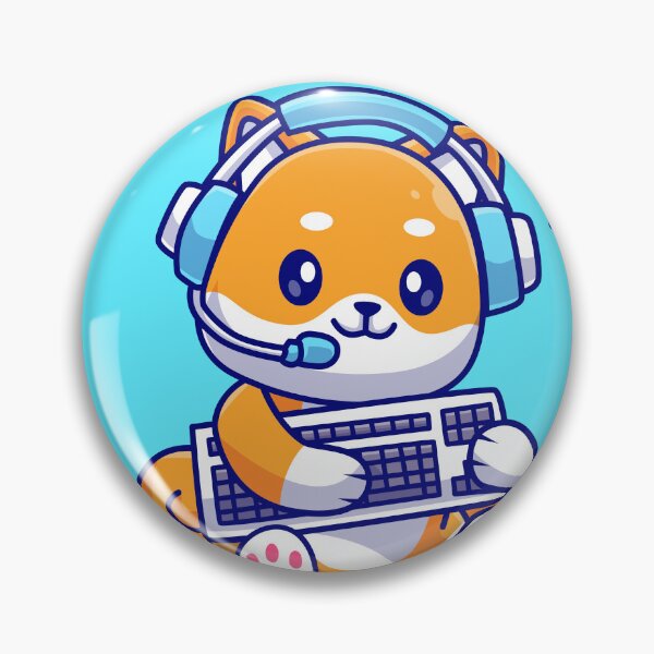 Item preview, Gamer Shiba: Cute Dog with Keyboard and Headphones Cartoon Icon designed and sold by hjian8219.