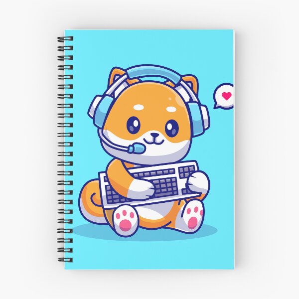 Item preview, Gamer Shiba: Cute Dog with Keyboard and Headphones Cartoon Icon designed and sold by hjian8219.