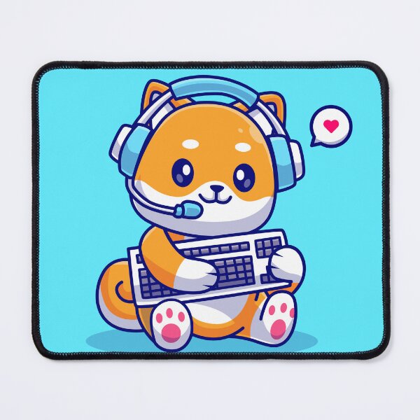 Item preview, Gamer Shiba: Cute Dog with Keyboard and Headphones Cartoon Icon designed and sold by hjian8219.
