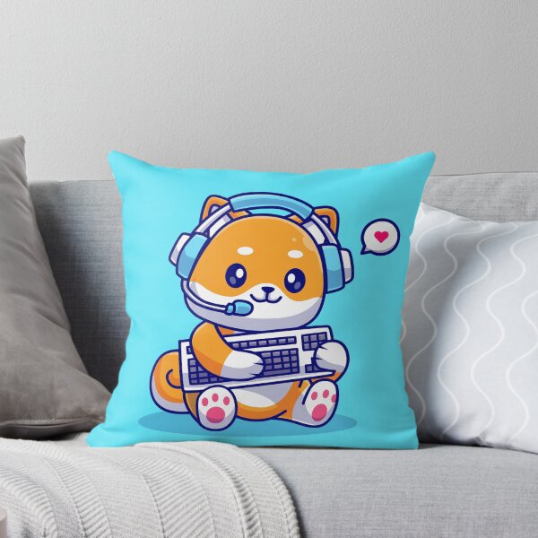 Item preview, Gamer Shiba: Cute Dog with Keyboard and Headphones Cartoon Icon designed and sold by hjian8219.