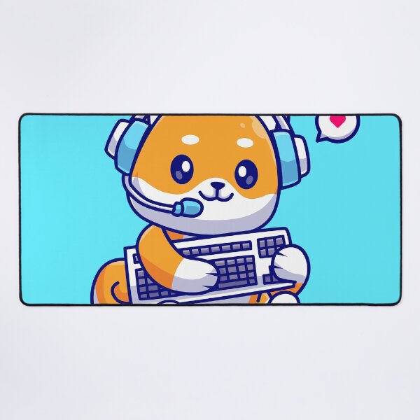 Item preview, Gamer Shiba: Cute Dog with Keyboard and Headphones Cartoon Icon designed and sold by hjian8219.