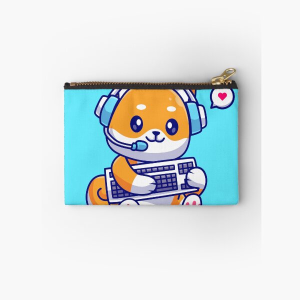 Item preview, Gamer Shiba: Cute Dog with Keyboard and Headphones Cartoon Icon designed and sold by hjian8219.