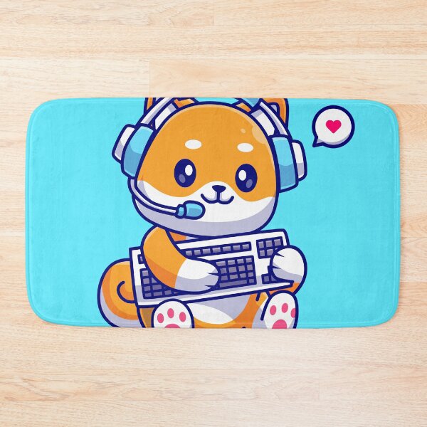 Item preview, Gamer Shiba: Cute Dog with Keyboard and Headphones Cartoon Icon designed and sold by hjian8219.