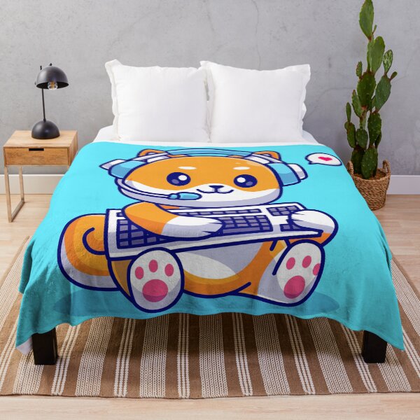 Item preview, Gamer Shiba: Cute Dog with Keyboard and Headphones Cartoon Icon designed and sold by hjian8219.