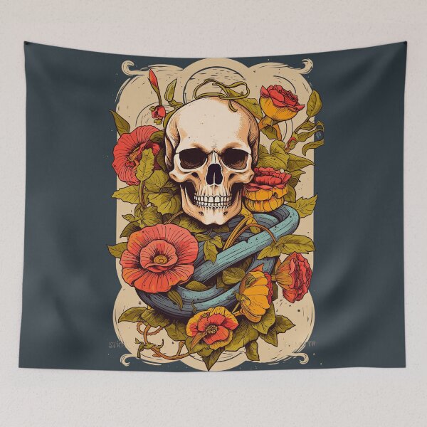 Item preview, Nature's Bone Canvas: Exquisite Petal-Clad Skeleton designed and sold by Cheeky Companions.
